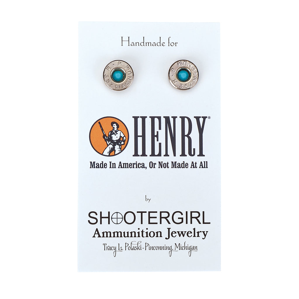 Shootergirl .357 Magnum Nickel Case Stud Earrings
